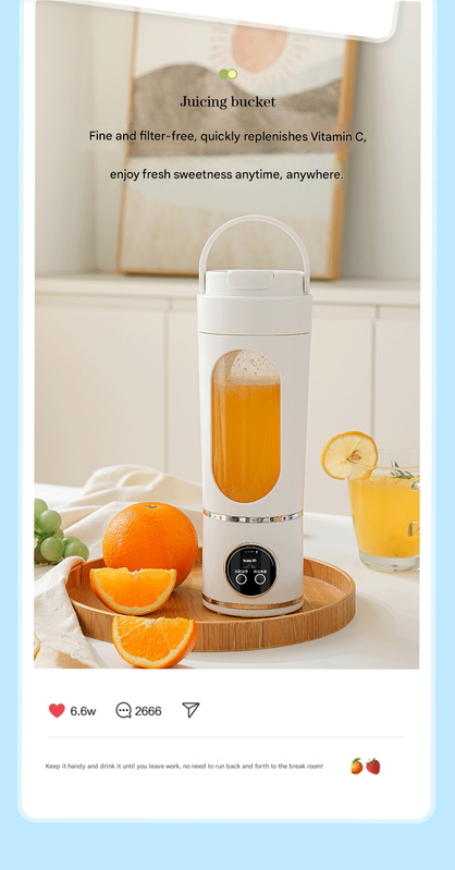 Yellow 3.7V Portable Blender 700ml Wireless Juicer Cup - 12 Blade USB Rechargeable Smoothie Maker with LED Display - Personal Fruit Mixer with Safety Lock - BPA Free Travel Blender for Home Office Outdoor