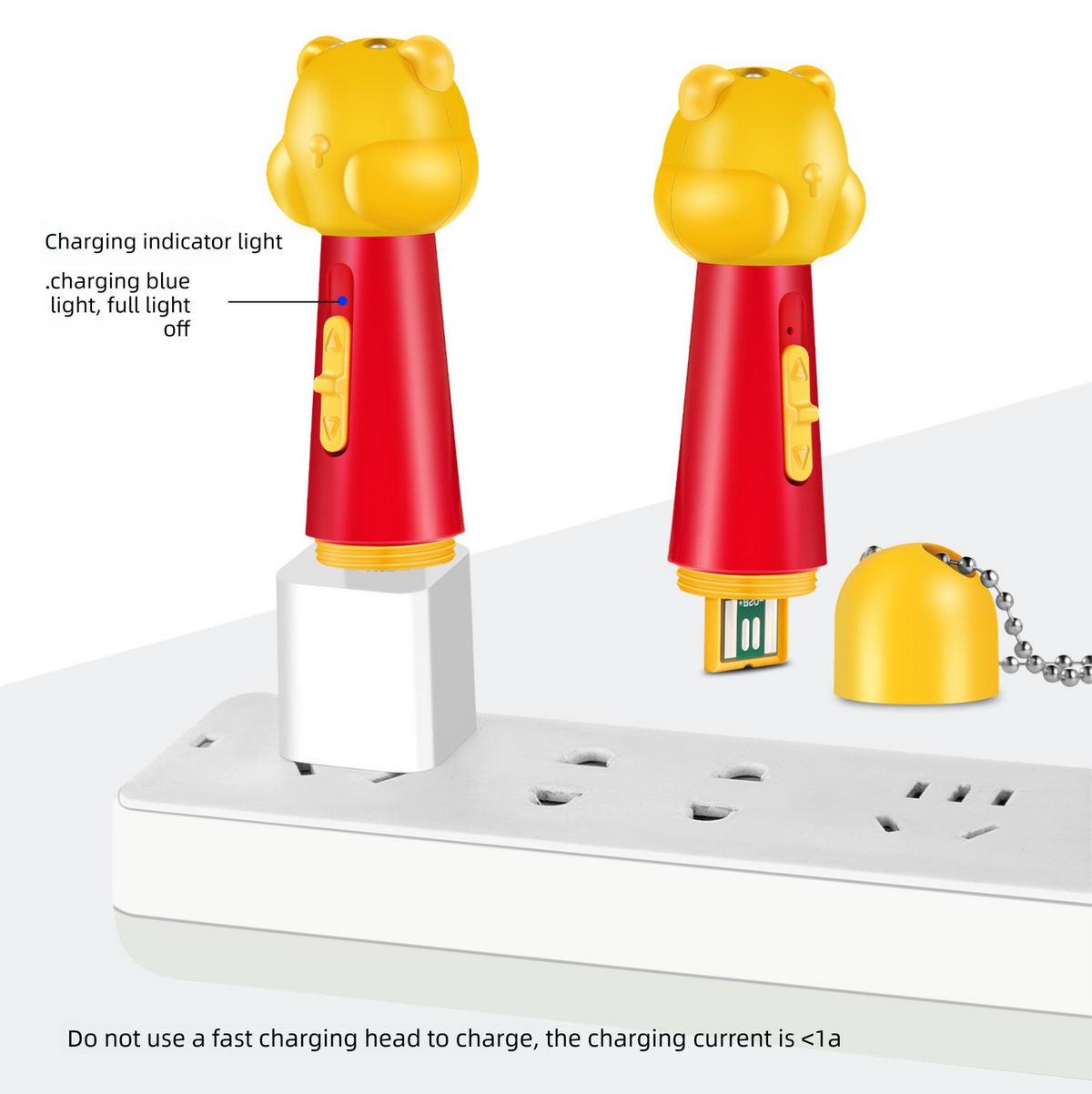 Yellow Bear Laser Cat Toy Set - 2 Piece USB Rechargeable Multi Pattern Laser Pointer with UV and White Light for Cats