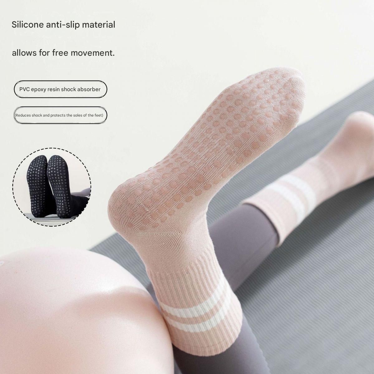 3-Pack Black Anti-Slip Yoga Socks - Grippy Non-Slip Pilates Dance Fitness Socks for Women