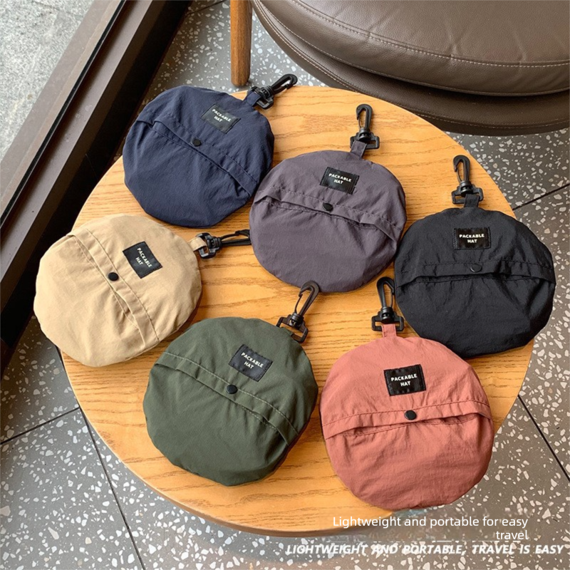Black Packable Bucket Hat Unisex Wide Brim Foldable Sun Protection Hiking Travel Cap