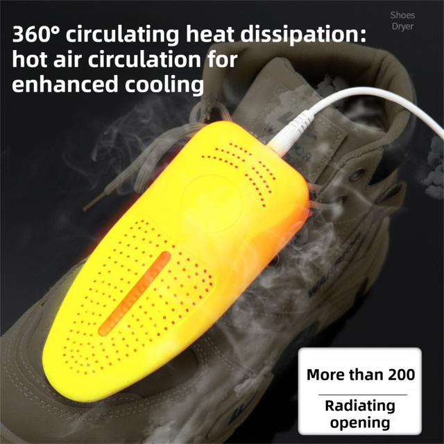 1 Pairs White Portable USB Shoe Dryer – Intelligent Constant Temp Boot Warmer Built-In Violet Light for Deodorising & 360° All-Round Cyclic Thermal Drying