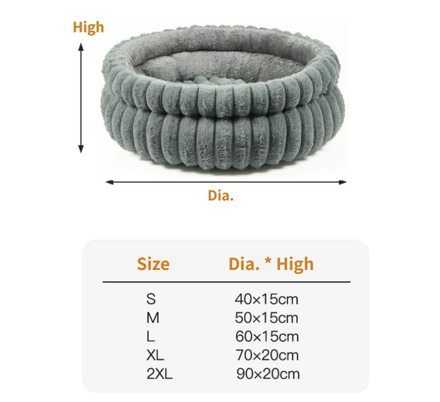Pink Plush Round Pet Bed with Gap Entry & Removable Cushion S Size - Thickened Warm Anti Slip Cats and Dogs Donut Nest for All Seasons, Cozy and Soft Sleeping Bed for Home Use, L Size 60*60*15CM