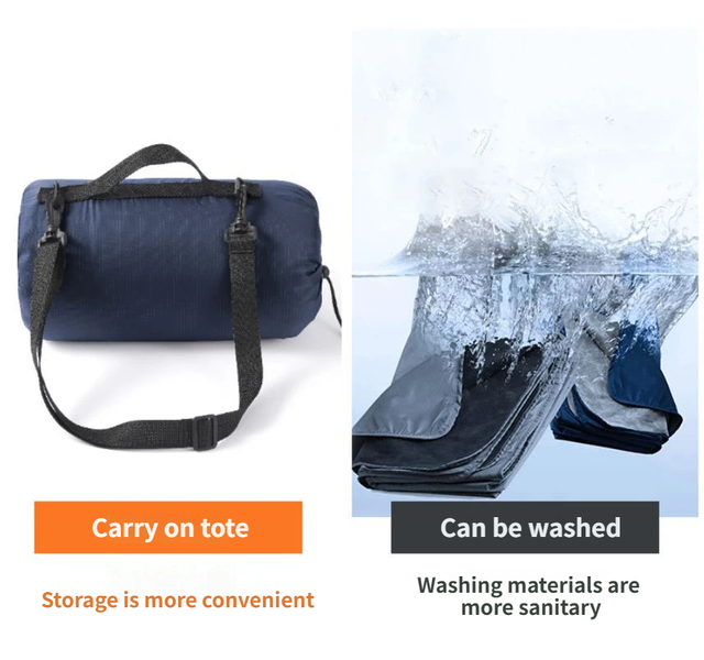 200 x 140cm Black Large Double Layer Waterproof Thick Fleece Camping Blanket Picnic Mat, Portable Travel Ground Mat with Shoulder Carry Bag for Hiking Travel Indoor Outdoor Use