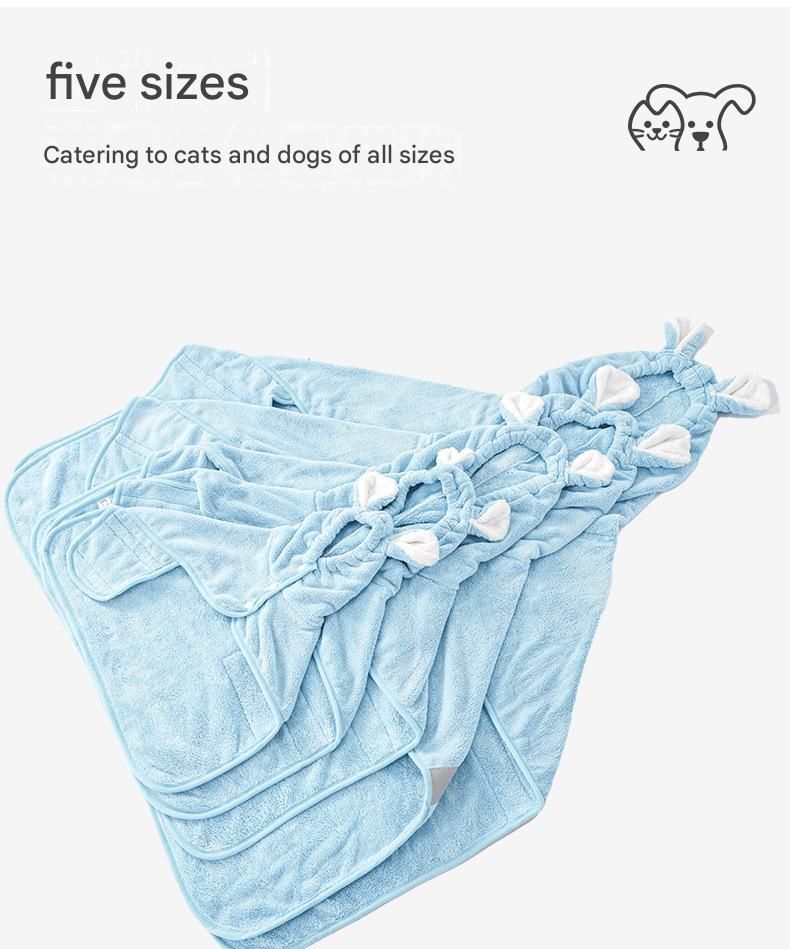 Pink S size Pet Drying Robe with Hood - Quick Dry Coral Fleece Towel for Dogs and Cats, Super Absorbent Bathrobe with Cute Rabbit Ears, Adjustable Fit for All Sizes, Easy to Wear and Machine Washable