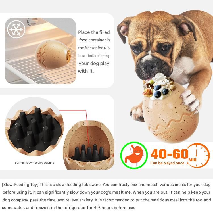Red Dinosaur Egg Shaped Dog Slow Feeder Toy - Durable TPR Interactive Treat Dispenser for Mental Stimulation and Anxiety Relief - Perfect for Medium to Large Dogs