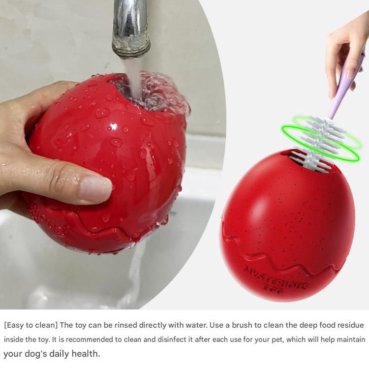 Red Dinosaur Egg Shaped Dog Slow Feeder Toy - Durable TPR Interactive Treat Dispenser for Mental Stimulation and Anxiety Relief - Perfect for Medium to Large Dogs
