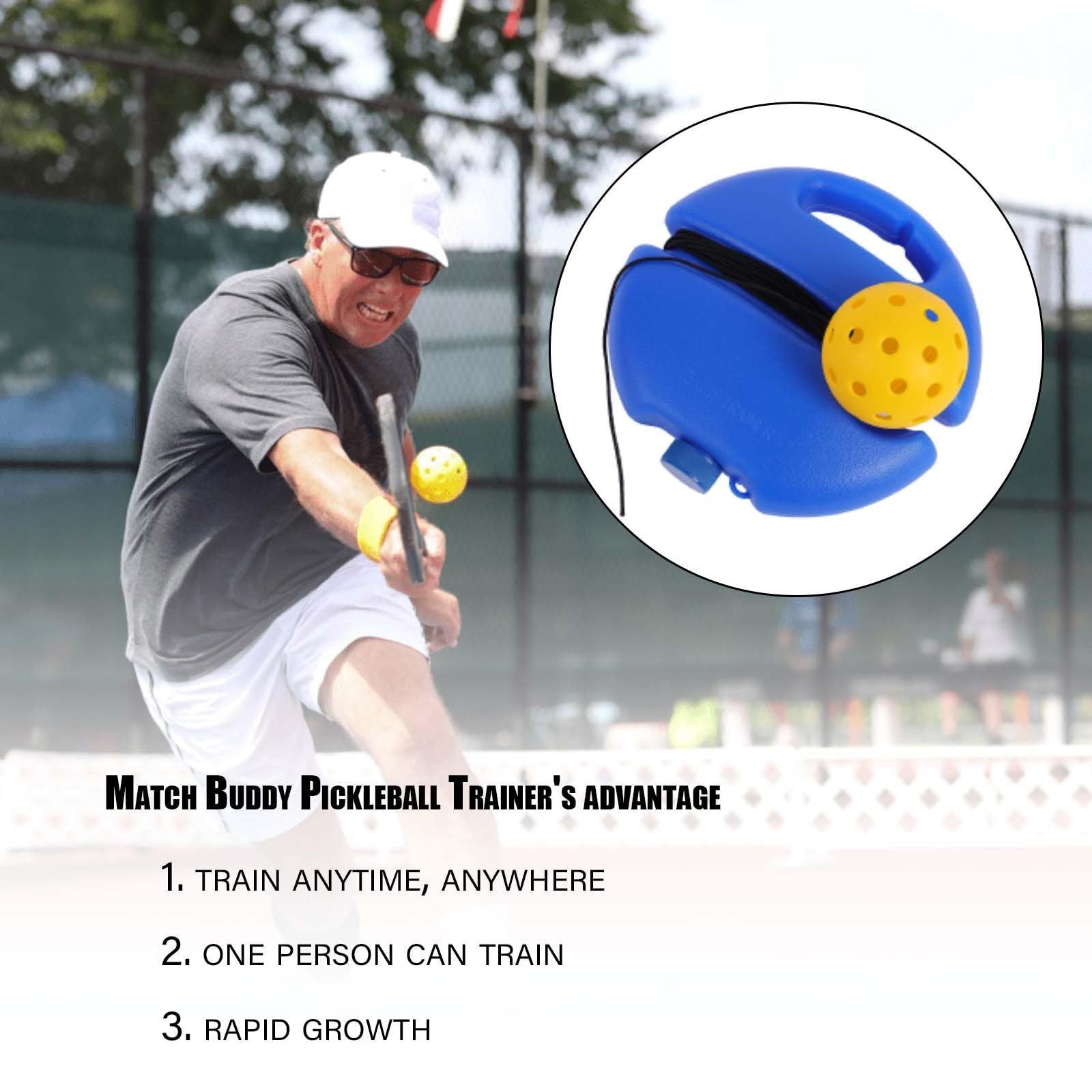 Pickleball Trainer Rebound Practice Set with Yellow Tethered Ball and Blue Fillable Base -Solo Training Aid for Beginners and Advanced Players Solo Practice and Skill Development