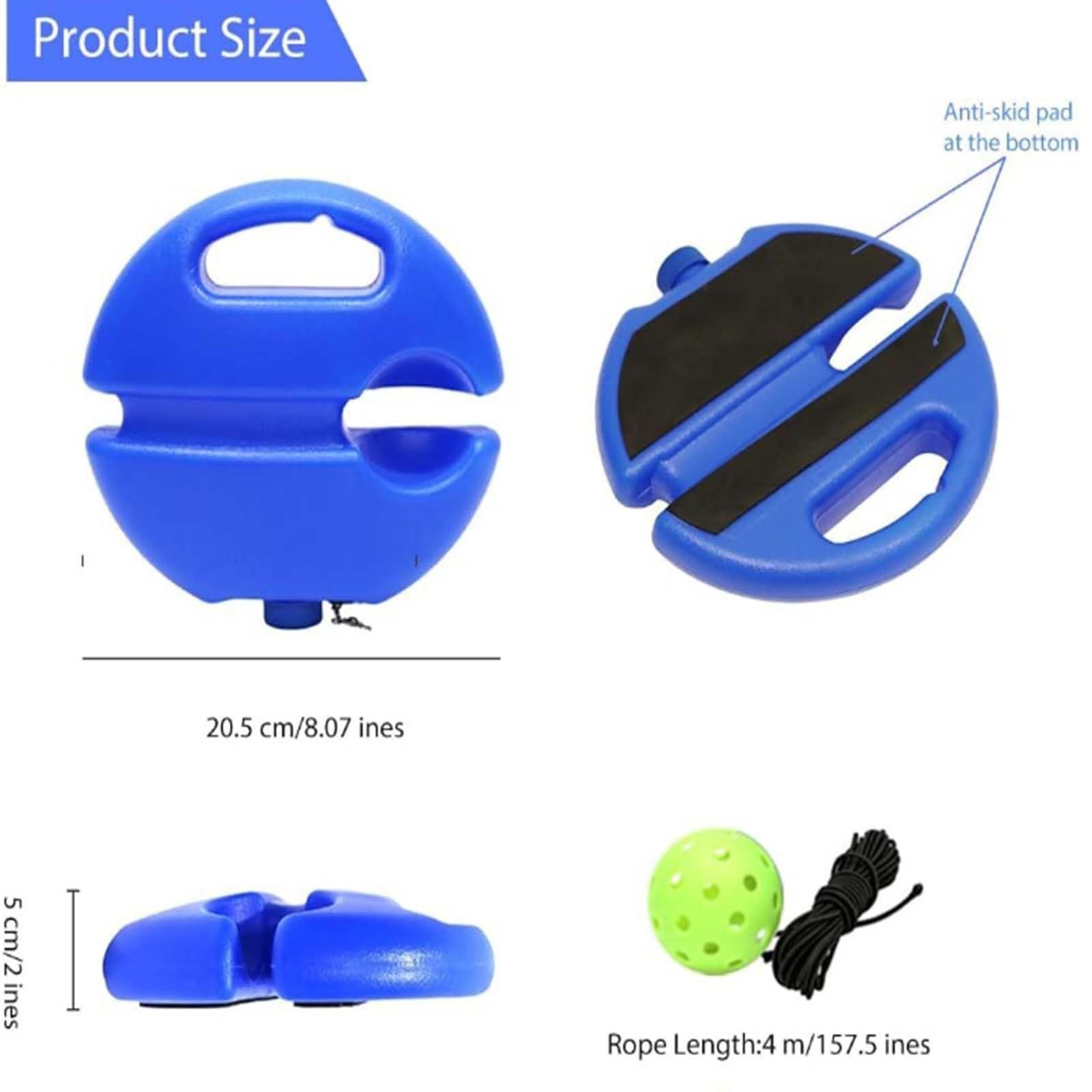 Pickleball Trainer Rebound Practice Set with Yellow Tethered Ball and Blue Fillable Base -Solo Training Aid for Beginners and Advanced Players Solo Practice and Skill Development