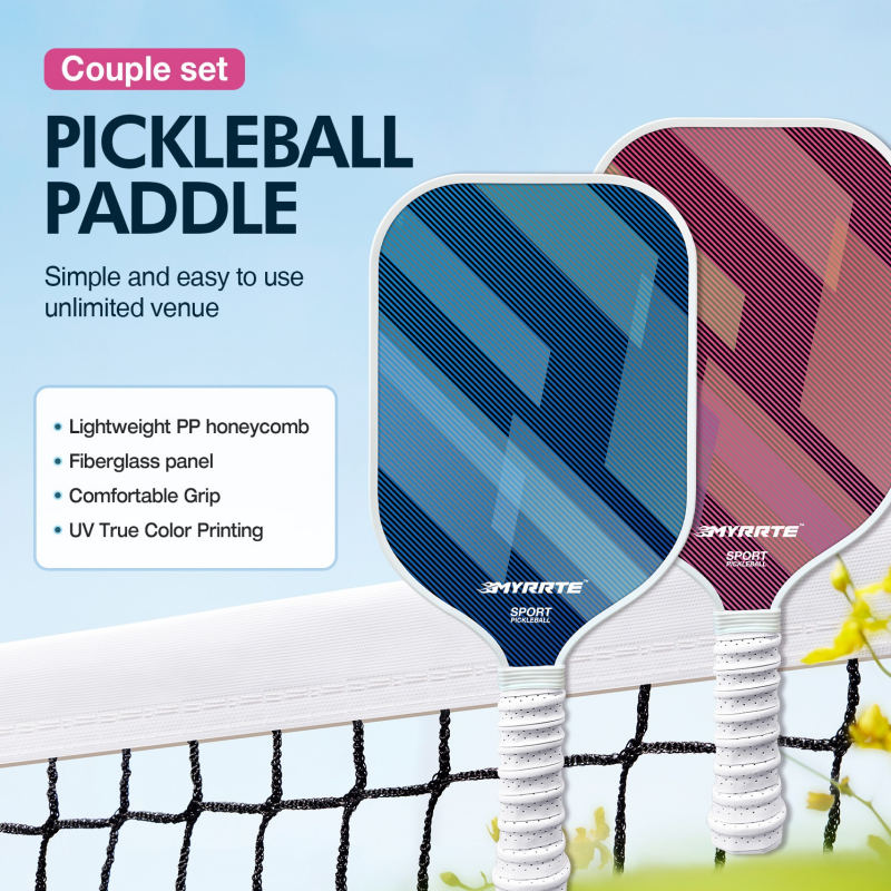 2 pcs Dreamy Purple Fiberglass Pickleball Paddle Racket Set（2 Rackets + 4 Balls + Bag） Lightweight PP Honeycomb Core Training Racket for Beginners and Recreational Play with Cushioned Grip