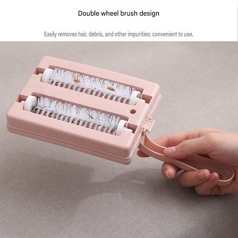 Winter Cleaning Kit White Wireless Dust Mite Vacuum and Pink Double Roller Carpet Brush Combo - UV Light, 500ml Dust Cup, Hot Air Drying, Lightweight PP Carpet Brush for Bed, Sofa and Floor Cleaning