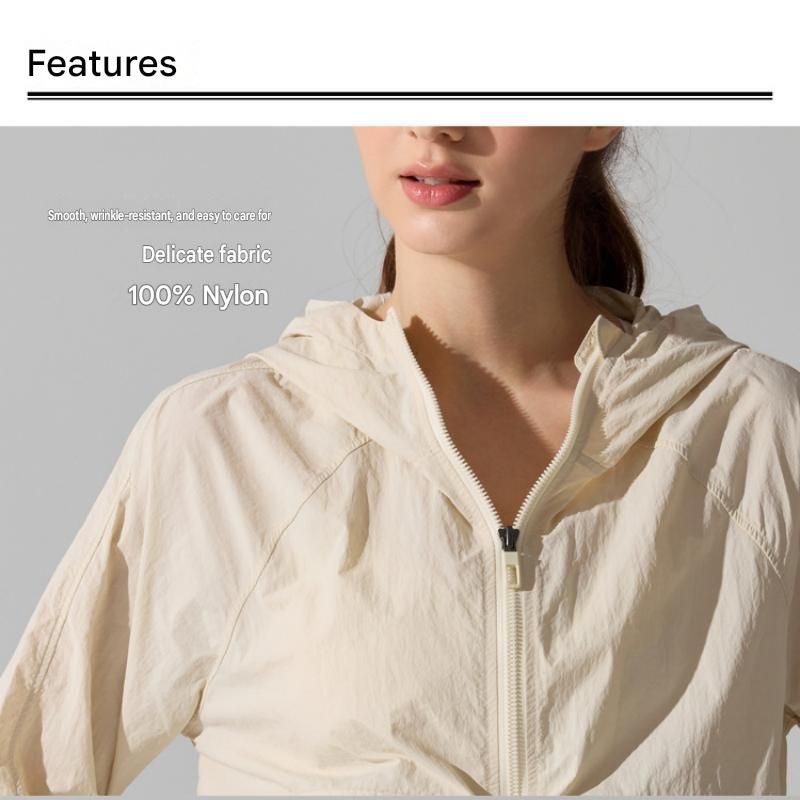 Women's Lightweight Outdoor Windproof and warm set - Khaki M Size Waterproof Windproof  Sun Protection Hooded Raincoat and Khaki Knitted Warm Headband Set for Hiking Travel Daily Wear