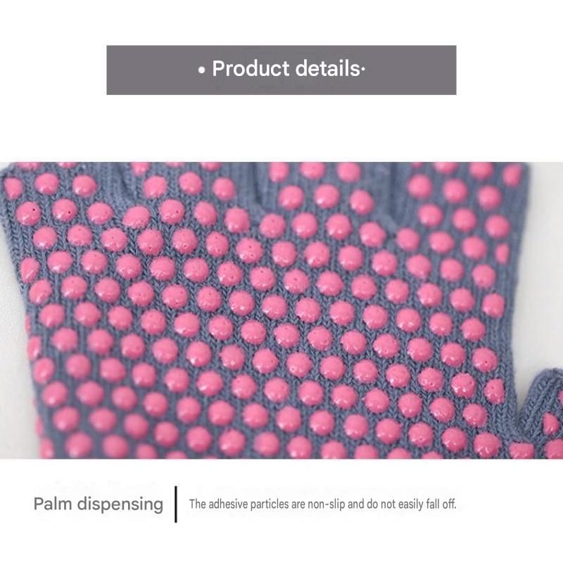 Purple Yoga Gloves and Five Toe Socks Set - Acrylic Knit Half Finger Gloves with Silicone Dots, Cotton Blend Non-Slip Socks for Pilates, Dance, and Indoor Fitness Training