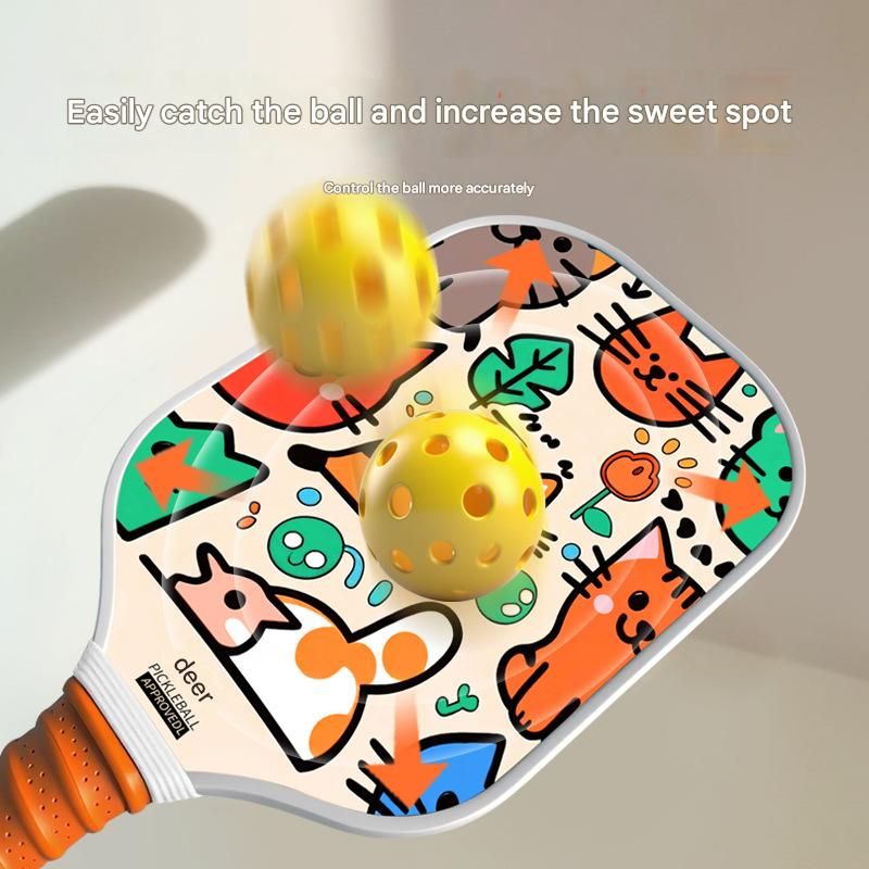 Kids Pickleball Paddle Set with Cooling Towel (Meow Paradise) , Cartoon Junior Paddles, Carry Bag and Indoor/Outdoor Balls for Children