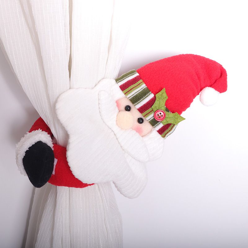 Christmas Flannel Throw Blanket and Santa Curtain Tieback Set, 150x200cm Thick Fleece Sofa Blanket with 2 Plush Santa Velcro Curtain Holders for Holiday Home Decor