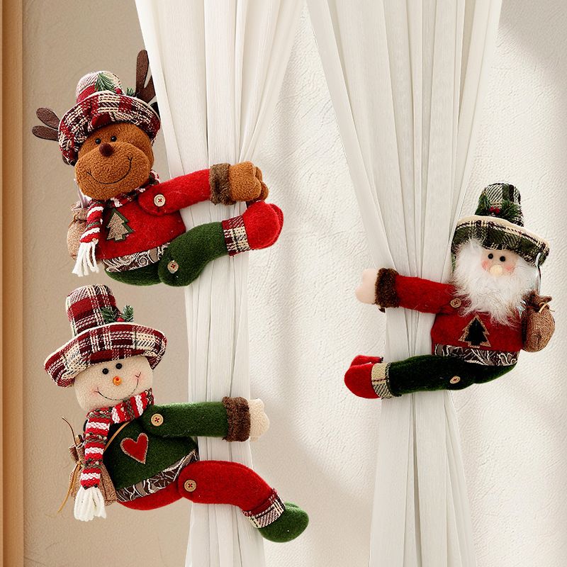 Christmas Reindeer Curtain Tiebacks Set of 2, Festive Plush Curtain Holders for Window Drapes, Holiday Home Decor