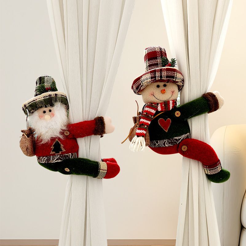 Christmas Santa Curtain Tiebacks Set of 2, Festive Plush Curtain Holders for Window Drapes, Holiday Home Decor
