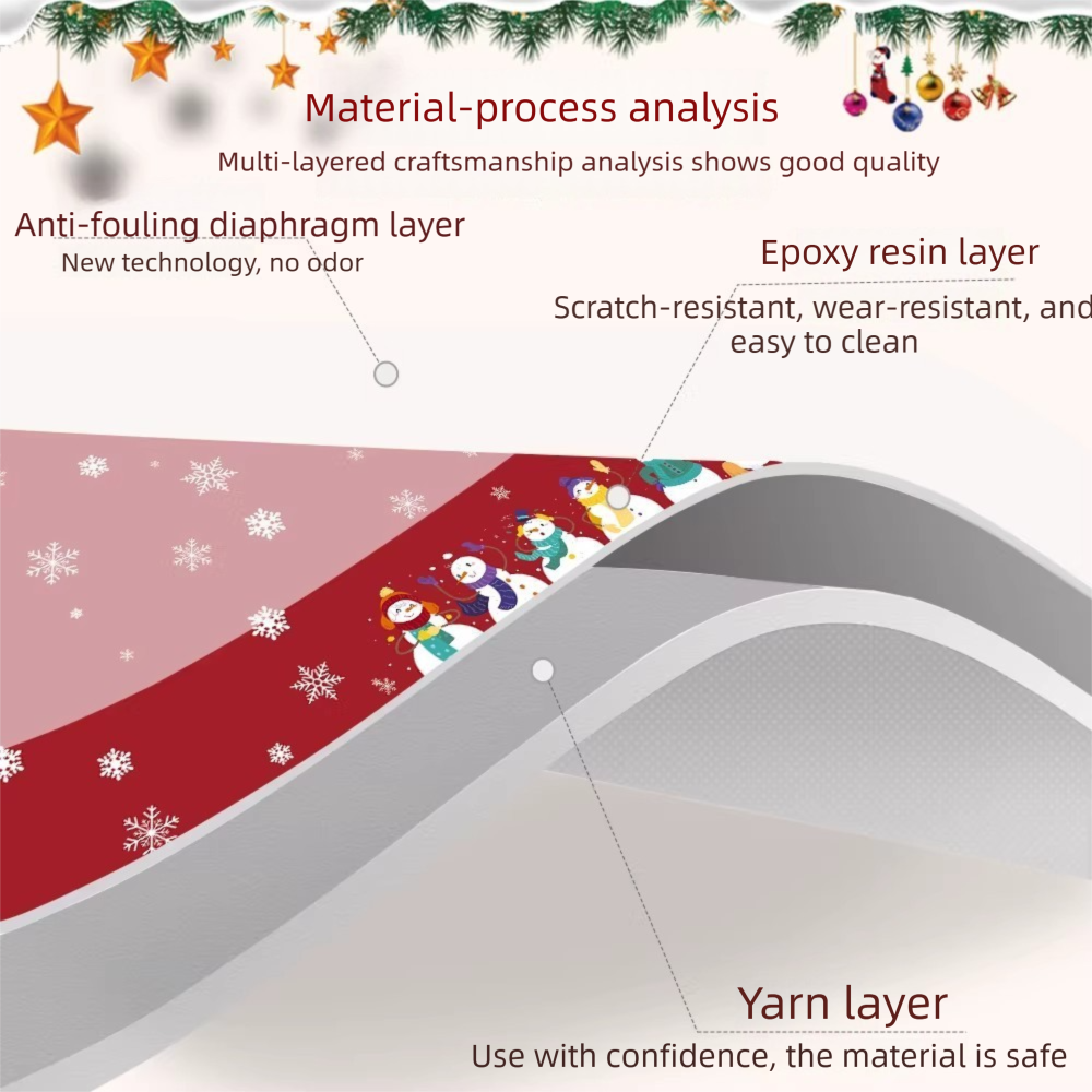 Christmas Waterproof Tablecloth (Snowflake pattern)140 x 200cm Festive Holiday Dining Table Cover Oil-Resistant Wipe Clean Christmas Home Decoration