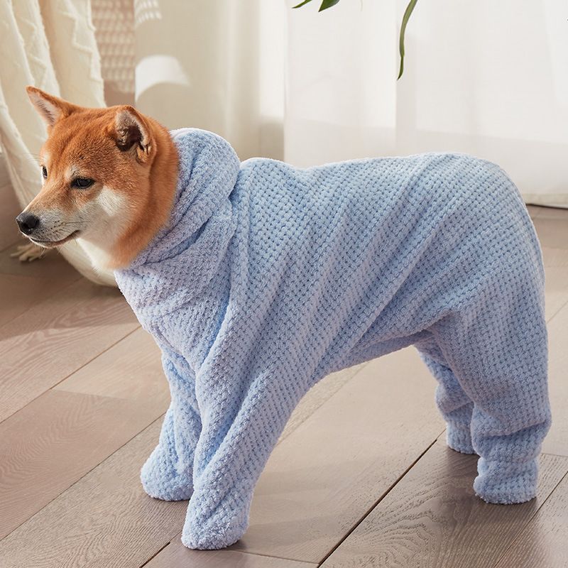 Pet Wearable Bathrobe Towel (Size XXL) - Quick-drying, absorbent full-body cover with hood and zipper, suitable for dog and cat grooming