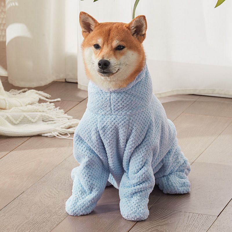 Pet Wearable Bathrobe Towel (Size XXL) - Quick-drying, absorbent full-body cover with hood and zipper, suitable for dog and cat grooming