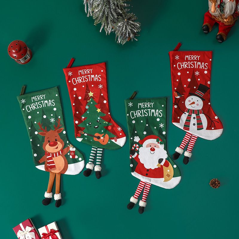Christmas tree Hanging Stocking - Festive Red Christmas tree Design Hanging Sock with Dangling Legs Plush Holiday Fireplace Tree Decoration Gift Storage Bag for Home Seasonal Decor