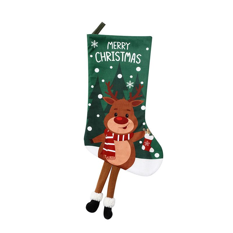 Festive Holiday Home Decoration Set - Red Knitted Christmas Tree Skirt & Reindeer Stocking Combo for Cozy Seasonal Styling