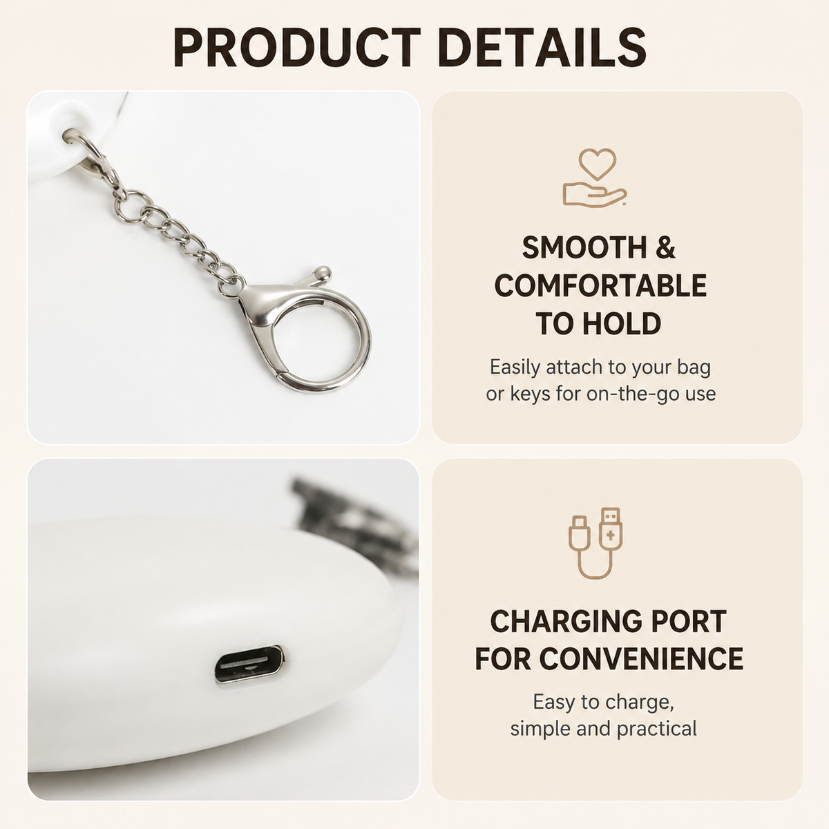 Pink Touch Activated Heart Keychain Light - Cute Portable LED Night Light Rechargeable Bag Charm Lamp Romantic Gift for Girls Bedroom Decoration Travel Use