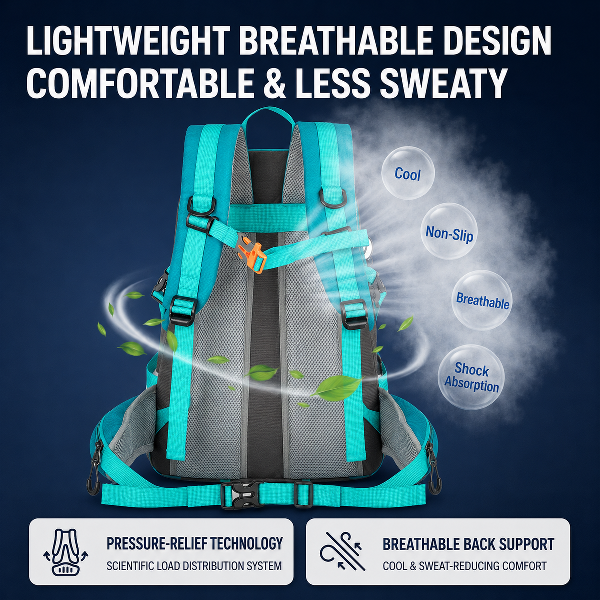 Yellow Hiking Backpack with 5 Carabiners Included – Lightweight Waterproof Outdoor Daypack for Men and Women, Breathable Cycling Hiking Trekking Camping Travel Backpack