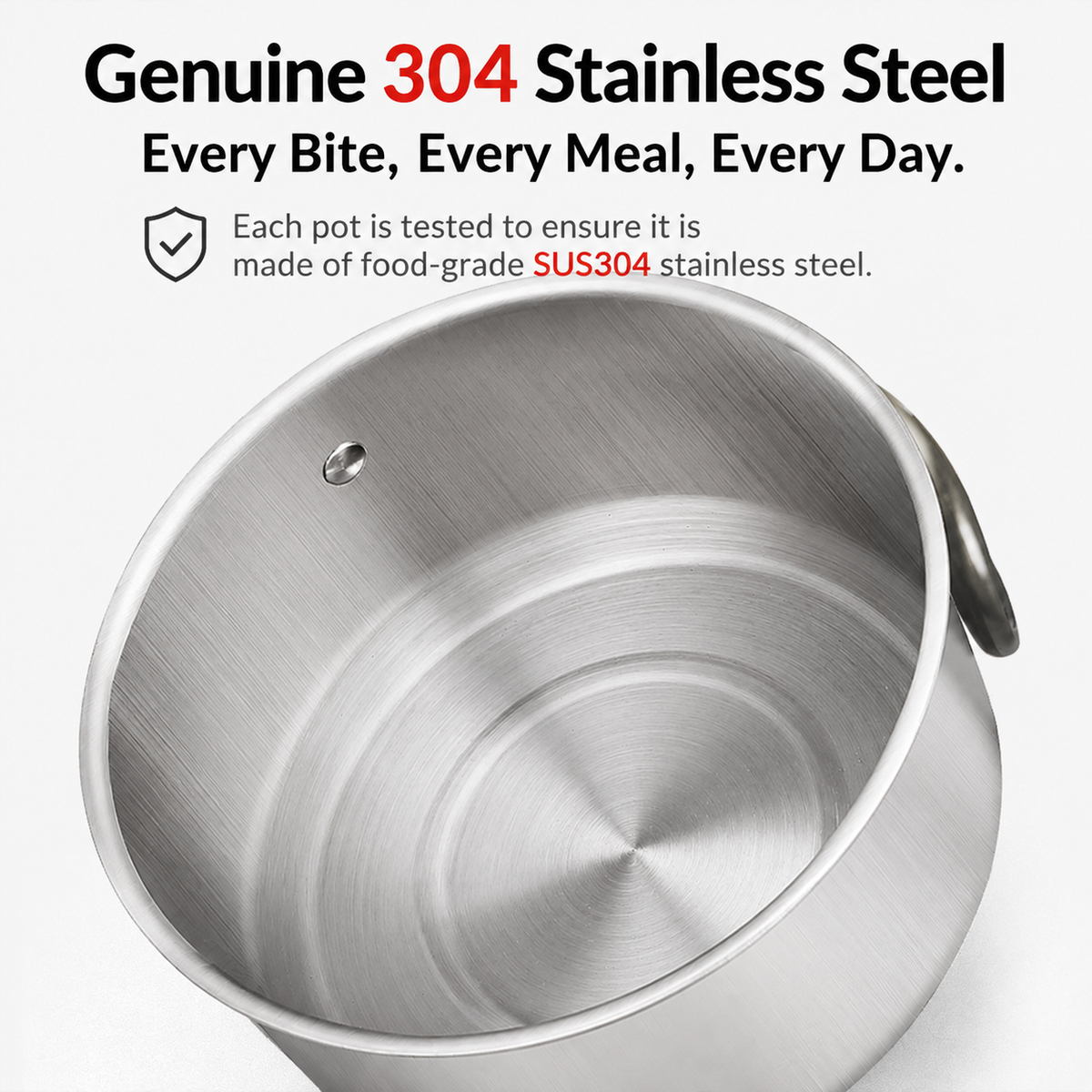 4-Piece Food Grade Stainless Steel Camping Cookware Set with 1.1L Kettle, Medium / Large Stew Pot and Large Frying Pan - Hangable and Foldable, Compact Nesting Storage, Anti Scald Wrapped Handle