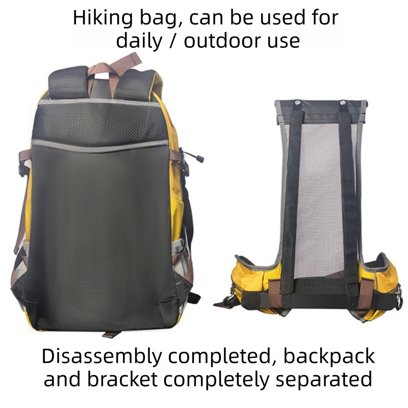 40L Grey Lightweight Outdoor Hiking Backpack with Detachable Suspended Frame & Rain Cover - Waterproof Travel Daypack, Multi-Pocket Storage and Gear Attachments for Trekking Camping Cycling Adventures