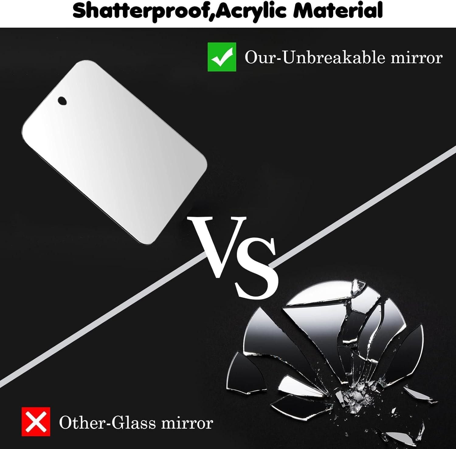 Fog Free Shower Shaving Mirror Set with Suction Cup & Razor Holder - Unbreakable Portable Traveling Rectangle Mirror and Rectangle Anti-Fog Films