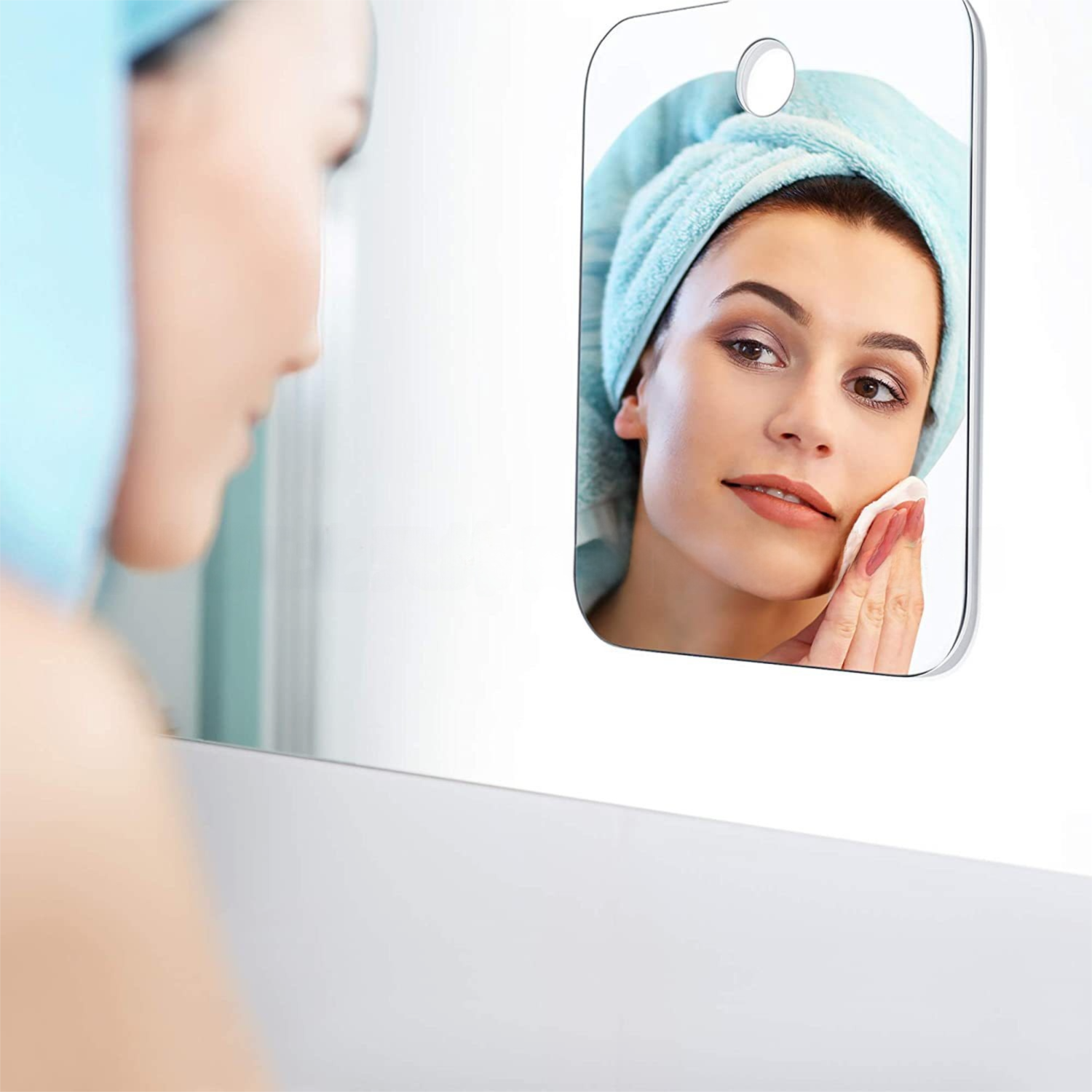 Fog Free Shower Shaving Mirror Set with Suction Cup & Razor Holder - Unbreakable Portable Traveling Round Mirror and Round Anti-Fog Films