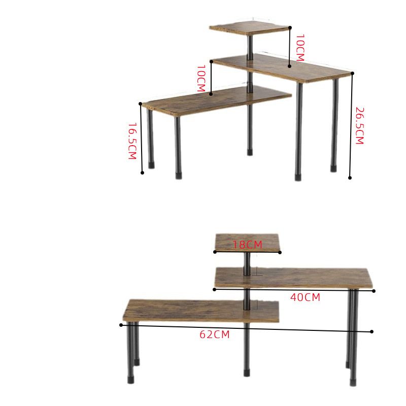 3 Tier Large Rotating Countertop Corner Storage Rack - Multifunctional Durable Mental Organizer Shelves Fit L Shape & Straight Line Desktop Layout