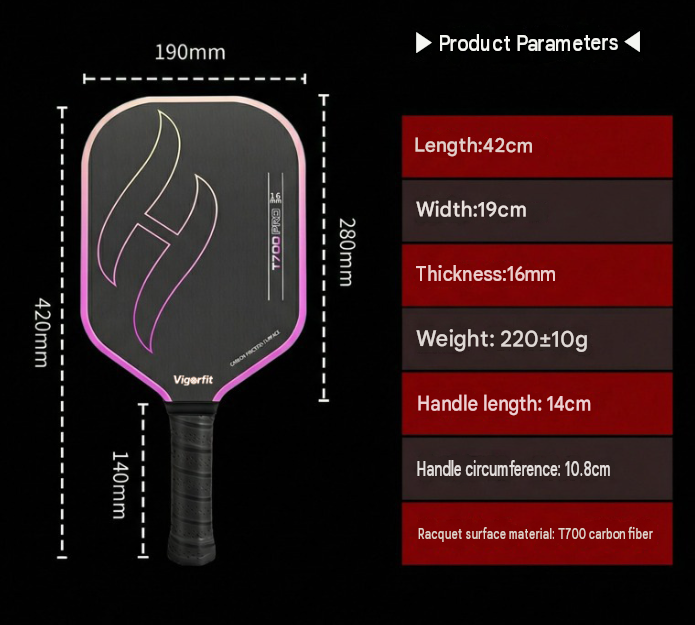 T700 Carbon Fibre Textured Pickleball Set - Black & Orange Lightweight Pro Paddle with 2 Balls and Carry Bag for Outdoor Training and Recreational Play
