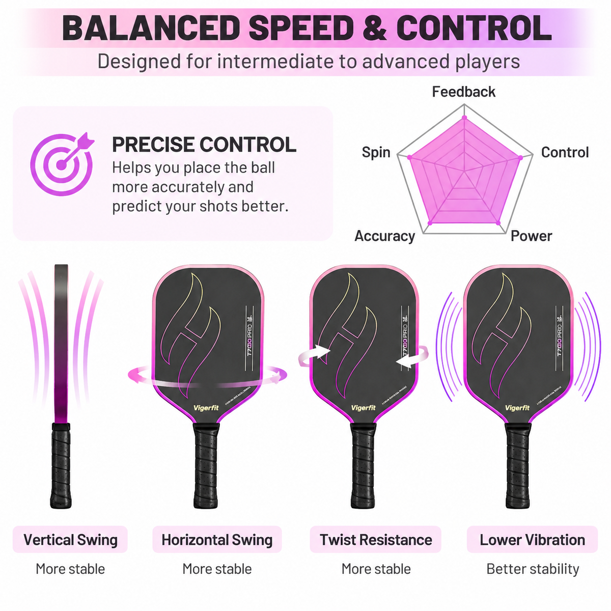 T700 Carbon Fibre Textured Pickleball Set - 2 Black & Purple Lightweight Pro Paddles with 4 Balls and Carry Bag for Outdoor Training and Recreational Play