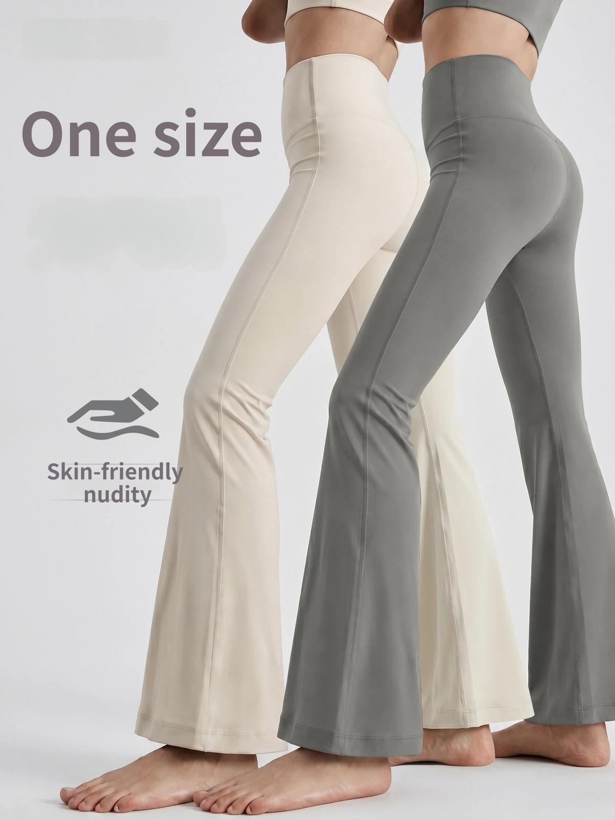 Blue Women's One Size Flare Yoga Pants without Front Seam - High Waist Peach Lift Bootcut Leggings, Quick Dry Stretchy Gym Pants for 150–175cm / 40–71kg