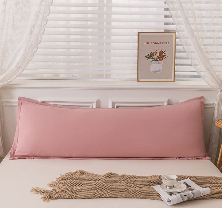 48 x 150cm Pink Washed Cotton Linen Long Pillowcase - Extra Long Soft Breathable Pillow Cover, Machine Washable for Double and Couple Pillows