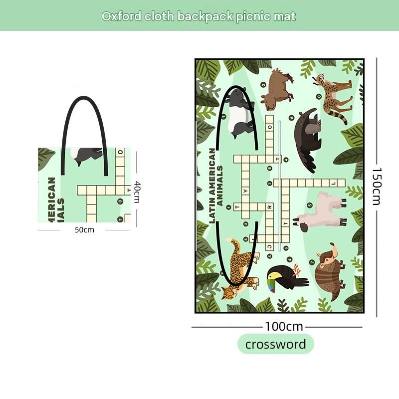 Green 2-in-1 Oxford Picnic Blanket and Shoulder Bag（150*100cm） -  Foldable Outdoor Mat with Storage Pockets, Lightweight Camping Ground Sheet for Beach Park Festival