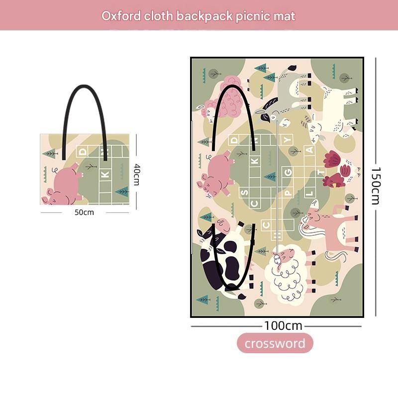 Pink 2-in-1 Oxford Picnic Blanket and Shoulder Bag（150*100cm） -  Foldable Outdoor Mat with Storage Pockets, Lightweight Camping Ground Sheet for Beach Park Festival