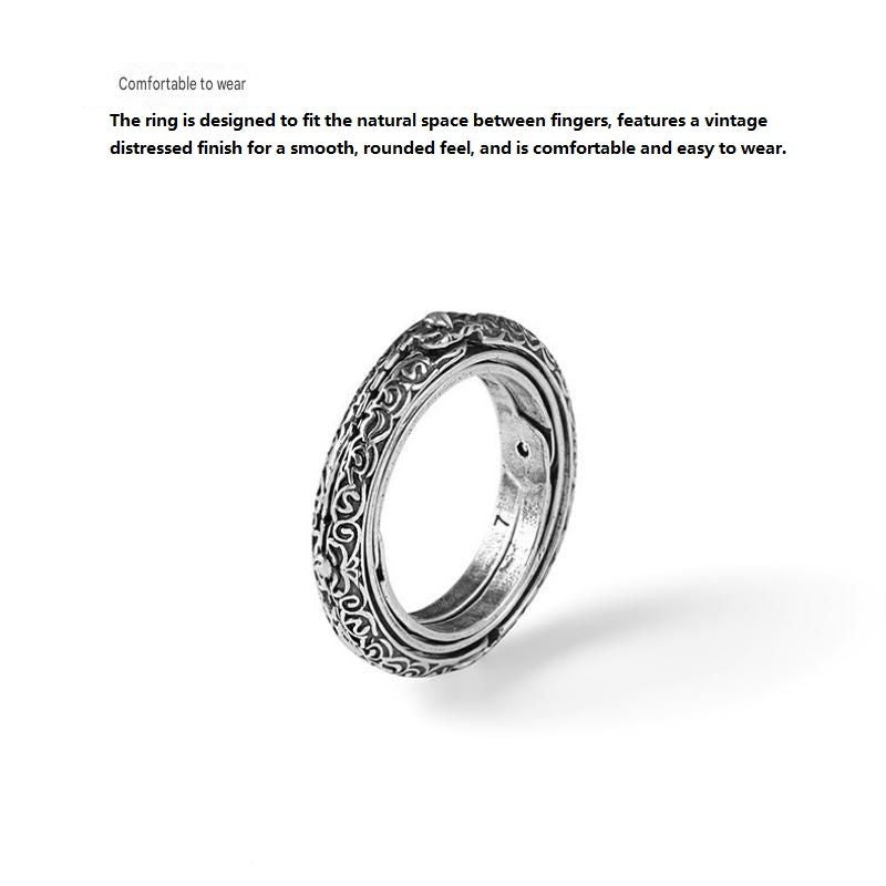 Golden US 7 Transformable Astronomical Sphere Ring - Alloy - 2-in-1 Ring and Pendant Design, Rotating Globe Structure, Retro Cosmic Style, Unisex Fashion Accessory