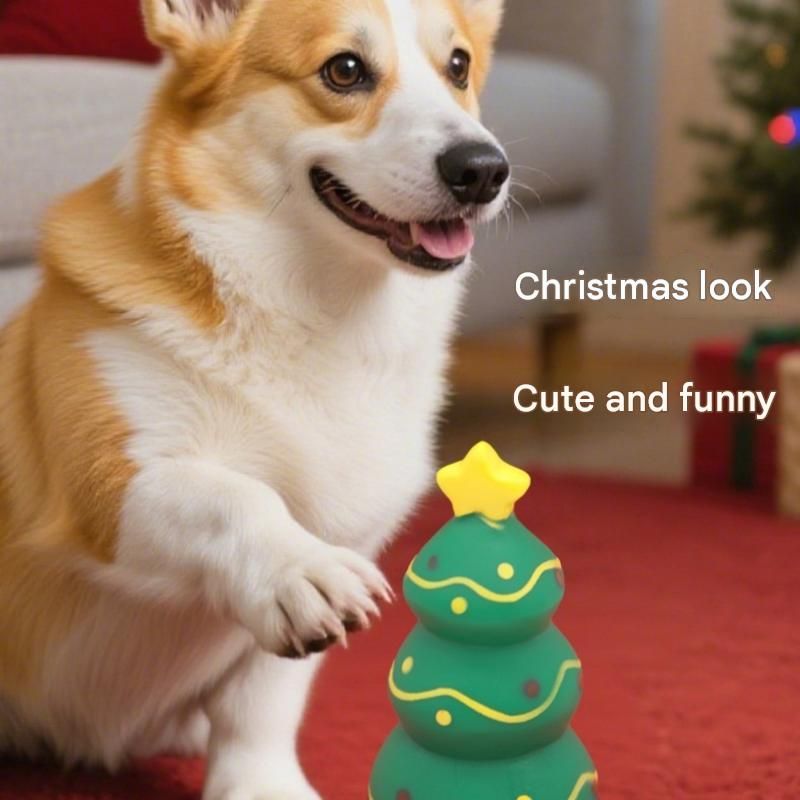 Dog Christmas Squeaky Toys（Santa and Reindeer and Christmas Tree）– Festive Designs ,Durable, bite-resistant, interactive vinyl squeaky toys—perfect as holiday stocking stuffers for dogs