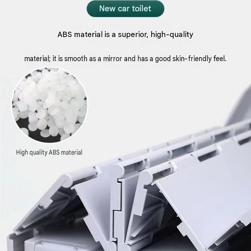 Black Portable Folding Car Toilet -With toilet paper holder  Heavy Duty ABS Collapsible Camping Potty with Lid, Washable Emergency Travel Commode for Road Trips, Outdoor & Home Use