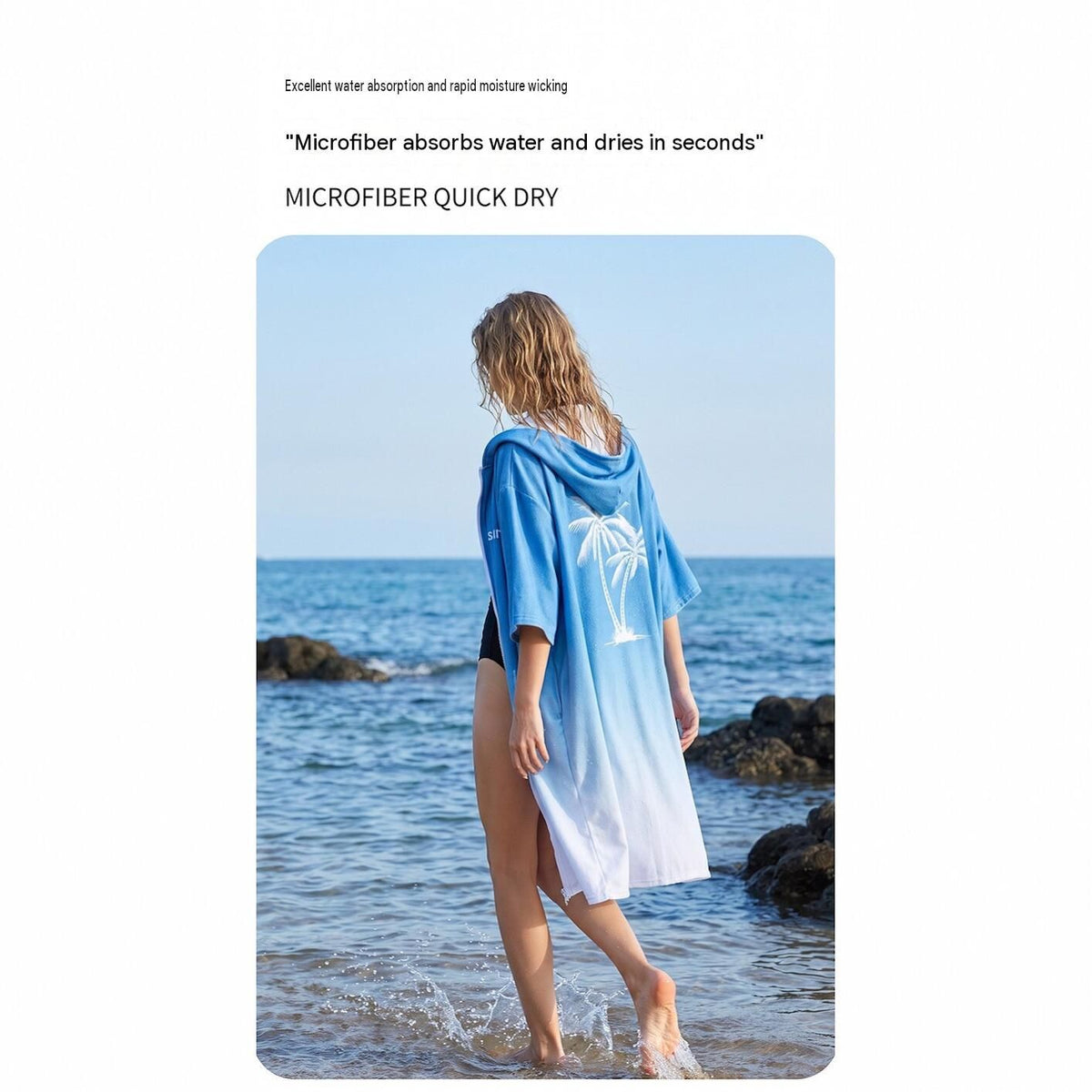 2 pack Quick Dry Microfiber Surf Poncho Towel（Style 1）-  Hooded Changing Robe with Zipper - Lightweight Beach Wrap for Swimming Travel