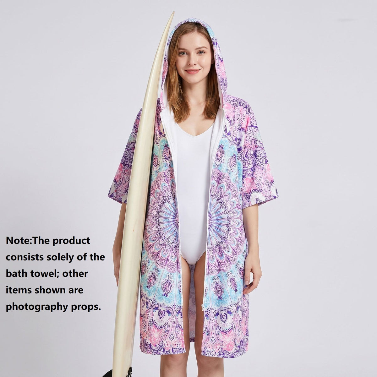 2 pack Quick Dry Microfiber Surf Poncho Towel（Style 4）-  Hooded Changing Robe with Zipper - Lightweight Beach Wrap for Swimming Travel