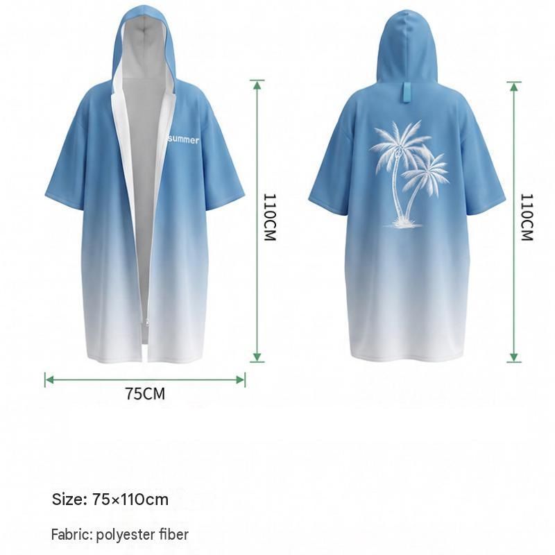 2 pack Quick Dry Microfiber Surf Poncho Towel（Style 4）-  Hooded Changing Robe with Zipper - Lightweight Beach Wrap for Swimming Travel