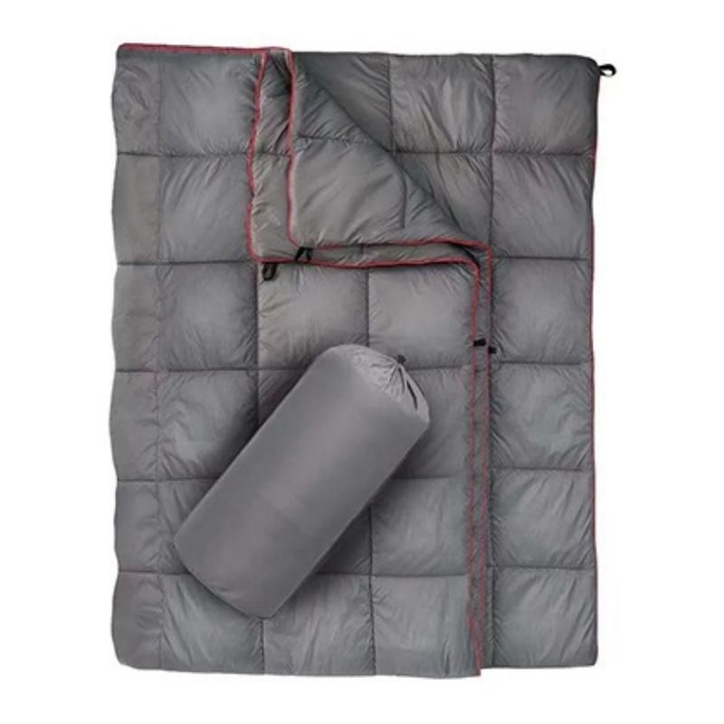 Grey Lightweight Travel Blanket with Buckle - 0.68kg Waterproof Nylon Poncho for Camping and Picnic - Compact Foldable Cover with Storage Bag