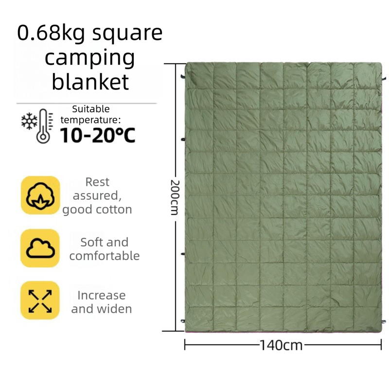 Black Lightweight Travel Blanket with Buckle - 0.68kg Waterproof Nylon Poncho for Camping and Picnic - Compact Foldable Cover with Storage Bag
