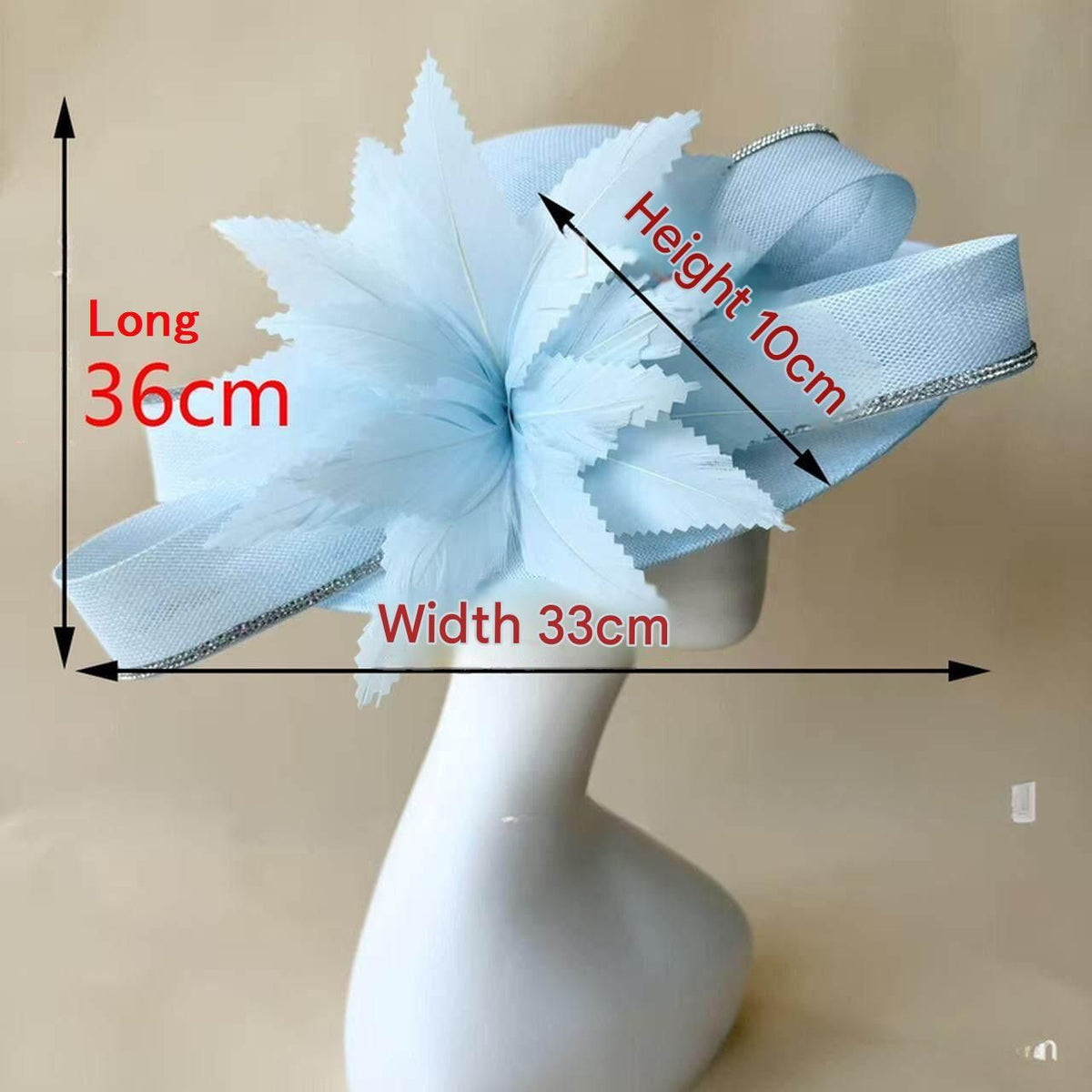 Blue Oversized Sinamay Statement Fascinator - Large Leaf & Rhinestone Trim Derby Hat for Weddings & Race Day