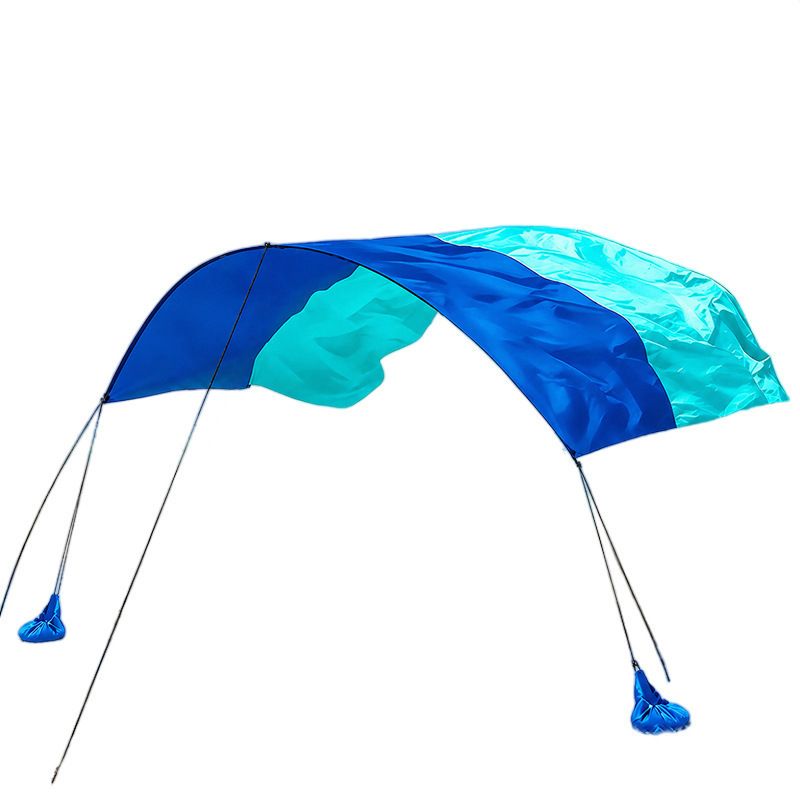 3x3m Blue Portable Wind-Powered Beach Tent – Sunshade Canopy Shelter with Sand Anchors for Family Beach Trips