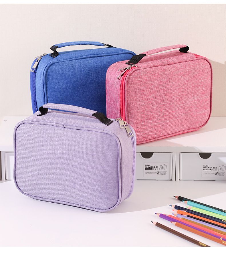 Large Capacity 72-Slot Pencil Case - Blue Multi-Layer Zipper Stationery Organiser with Carry Handle, 23 x 16.5 x 7 cm for Pencils, Pens and Art Supplies