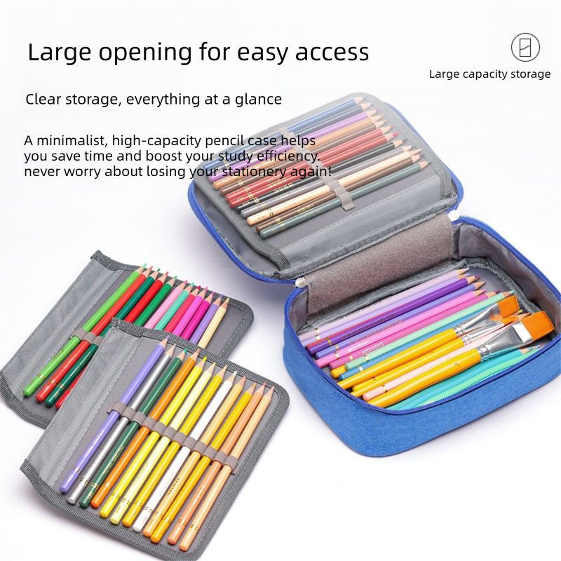 Large Capacity 72-Slot Pencil Case - Purple Multi-Layer Zipper Stationery Organiser with Carry Handle, 23 x 16.5 x 7 cm for Pencils, Pens and Art Supplie